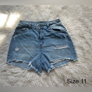 Bemore brand light wash denim shorts